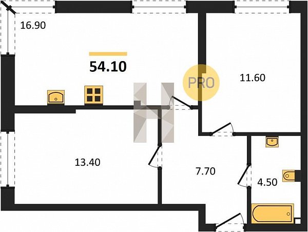 Продается 2-комн. квартира, 54.1 м², ЖК Догма Парк, 