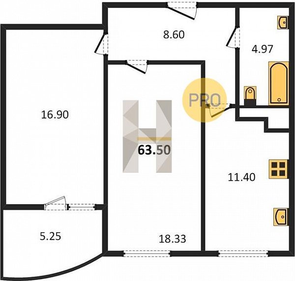 Продается 2-комн. квартира, 63.5 м², ЖК Россинский Парк, 