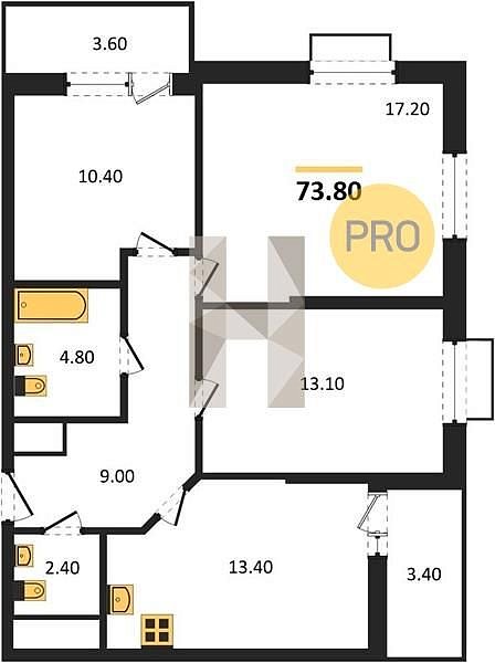 Продается 3-комн. квартира, 73.8 м², ЖК Мегасити, 