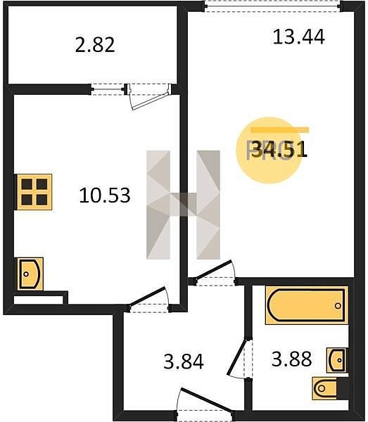 Продается 1-комн. квартира, 34.51 м², ЖК Событие, 