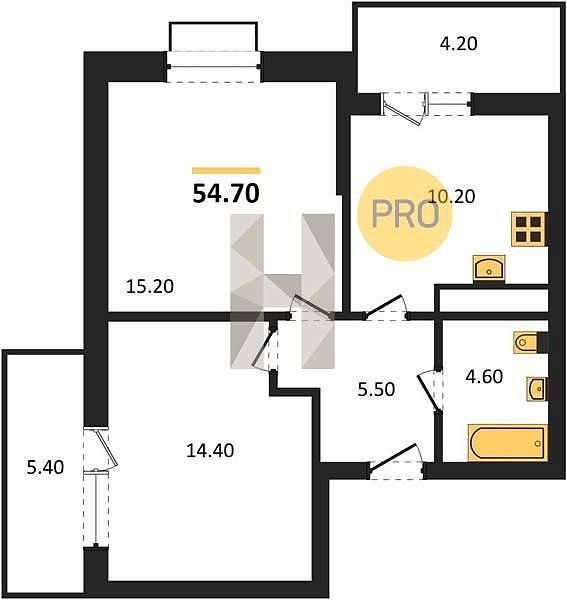 Продается 2-комн. квартира, 54.7 м², ЖК Мегасити, 