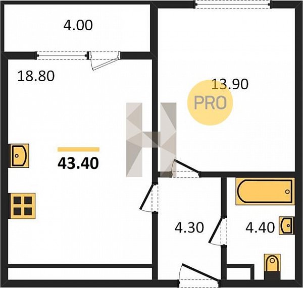 Продается 1-комн. квартира, 43.4 м², ЖК Все Свои, 