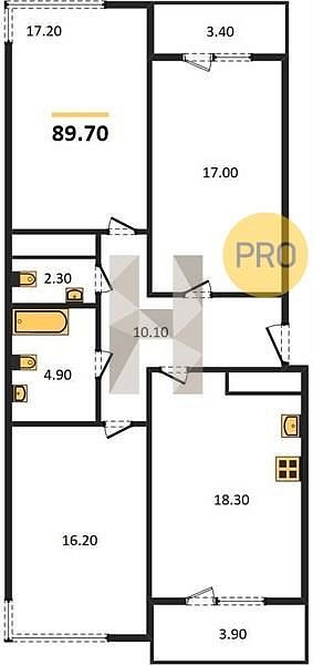 Продается 3-комн. квартира, 89.7 м², ЖК Все Свои, 