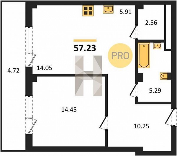 Продается 1-комн. квартира, 57.23 м², ЖК Белые Росы, 