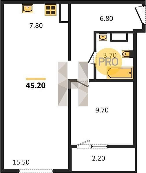 Продается 1-комн. квартира, 45.2 м², ЖК ЮГГЕ, 