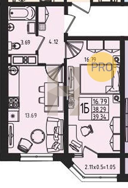 Продается 1-комн. квартира, 39.34 м², ЖК Мега Победа, 