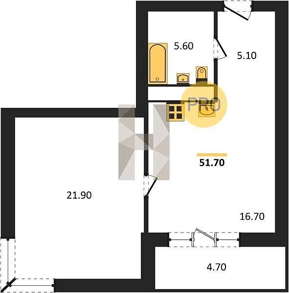 Продается 1-комн. квартира, 51.7 м², ЖК Зеленодар, 