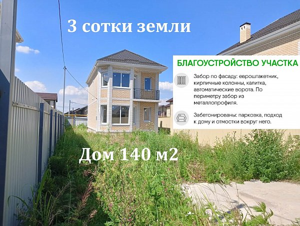 Дом 120 м², уч. 3.02 сот., Краснодар