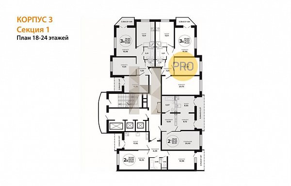 1-комн. квартира, 53.51 м², ЖК Гулливер (№133406)