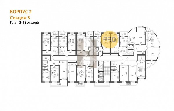 2-комн. квартира, 68.7 м², ЖК Fresh (№132069)