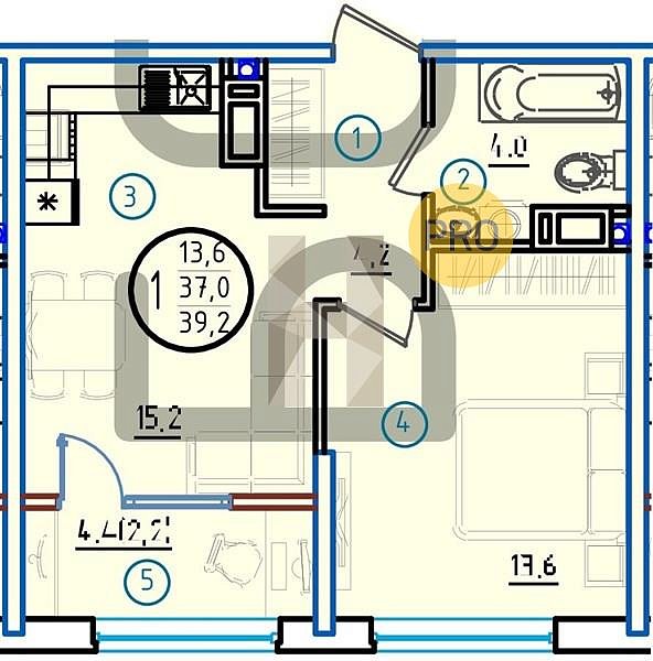 Продается 1-комн. квартира, 39.2 м², ЖК Первое Место, 