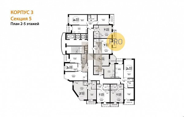 2-комн. квартира, 53.4 м², ЖК Гулливер (№133417)