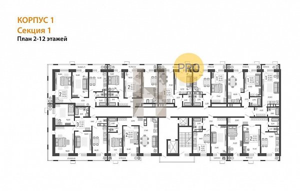 2-комн. квартира, 66.7 м², ЖК Небо (№132518)