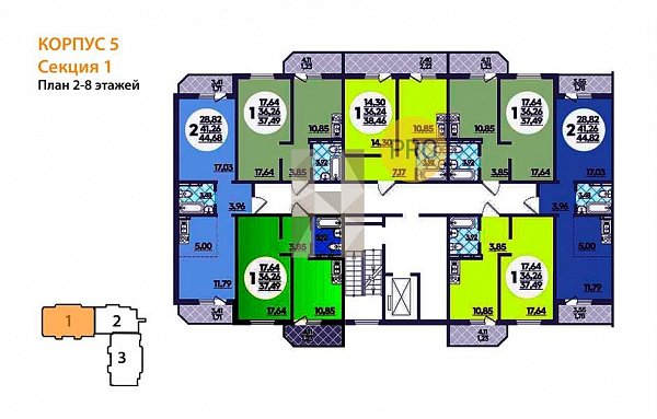 1-комн. квартира, 44.68 м², ЖК Молодежный-2 (№133308)
