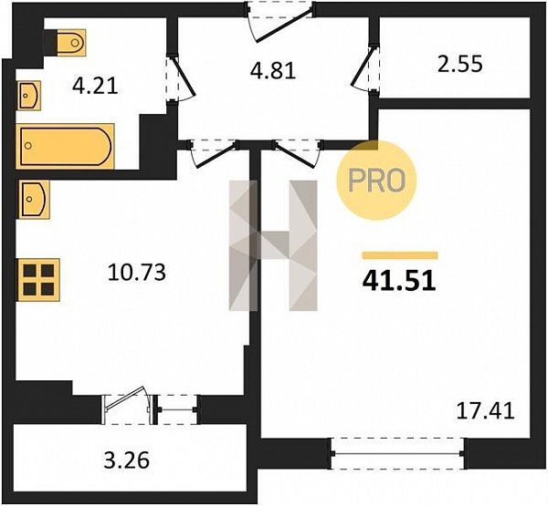Продается 1-комн. квартира, 41.51 м², ЖК Левада, 