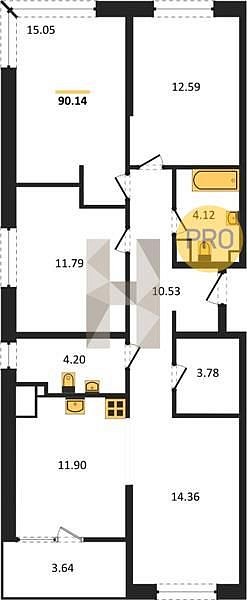 Продается 3-комн. квартира, 89.62 м², ЖК Патрики, 