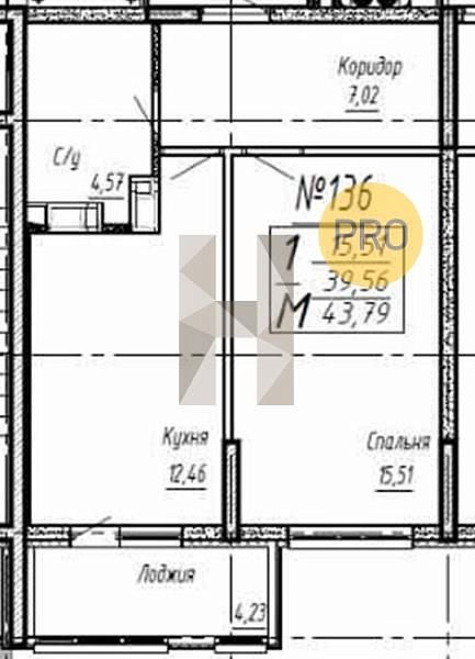 Продается 1-комн. квартира, 44.13 м², ЖК Спутник, 