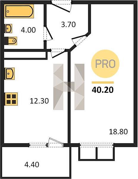 Продается 1-комн. квартира, 40.2 м², ЖК Отражение, 