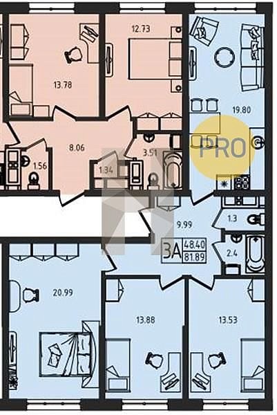 Продается 3-комн. квартира, 81.89 м², ЖК Мега Победа, 