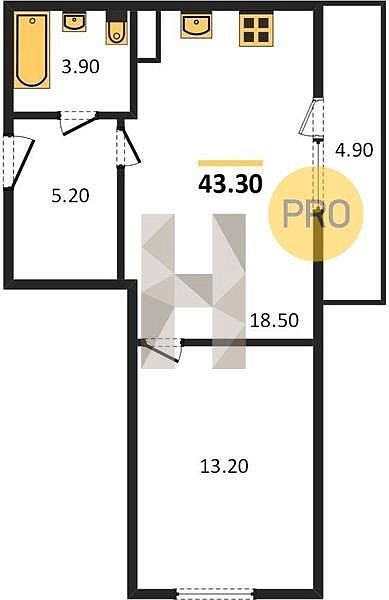 Продается 1-комн. квартира, 43.3 м², ЖК Екатерининский Парк, 