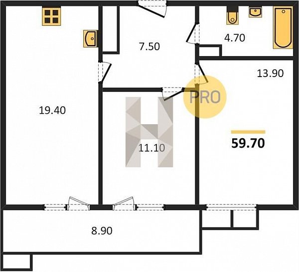 Продается 2-комн. квартира, 59.7 м², ЖК Отражение, 