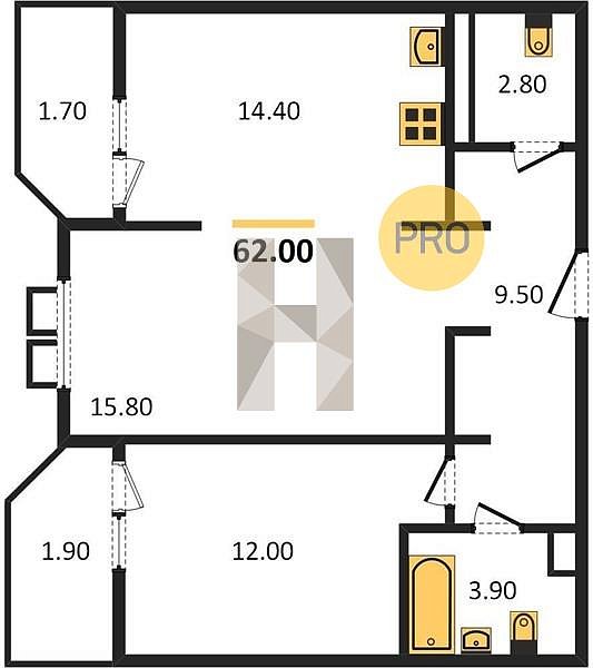 Продается 1-комн. квартира, 62 м², ЖК СказкаГрад, 