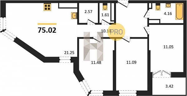 Продается 3-комн. квартира, 75.02 м², ЖК Гулливер, 