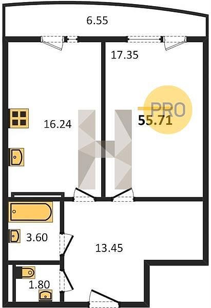 Продается 1-комн. квартира, 55.71 м², ЖК Радонеж, 