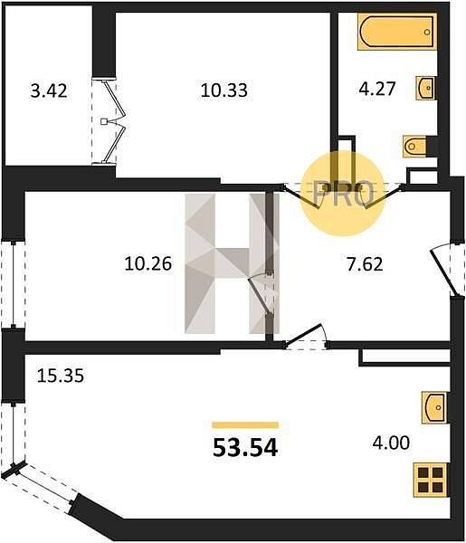 Продается 2-комн. квартира, 53.54 м², ЖК Гулливер, 
