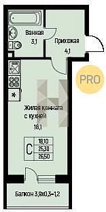 Продается Студия, 26.5 м², ЖК Nova Vita,