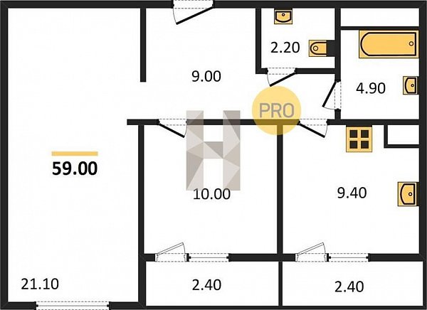 Продается 2-комн. квартира, 59 м², ЖК ЮГГЕ, 