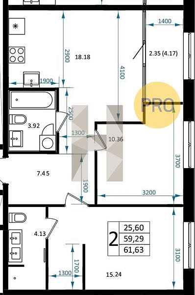 Продается 2-комн. квартира, 61.63 м², ЖК Патрики, 