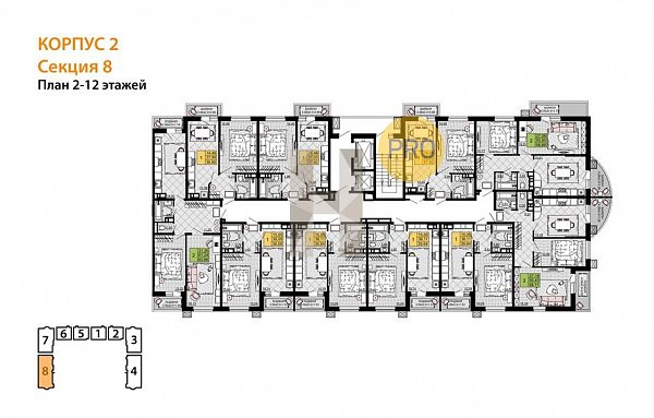 2-комн. квартира, 58.71 м², ЖК Дружба (№133834)