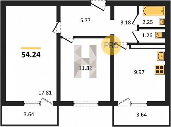 Продается 2-комн. квартира, 54.24 м², ЖК Тихорецк, 