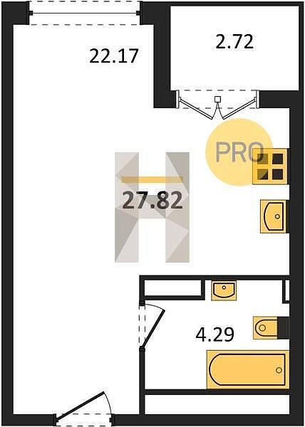 Продается Студия, 27.82 м², ЖК Друзья,