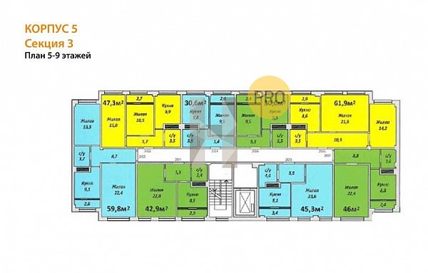 1-комн. квартира, 46 м², ЖК Европейский (№132960)