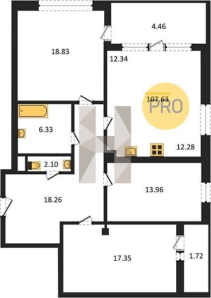 Продается 3-комн. квартира, 107.63 м², ЖК Родные просторы, 