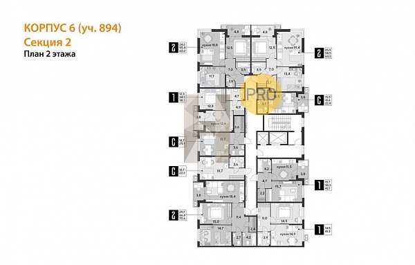 Студия, 22.3 м², ЖК Парк Победы-2 (№133760)