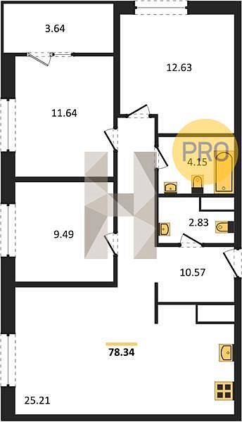 Продается 3-комн. квартира, 78.09 м², ЖК Патрики, 