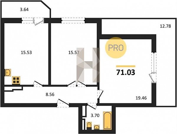 Продается 2-комн. квартира, 71.03 м², ЖК URAL, 