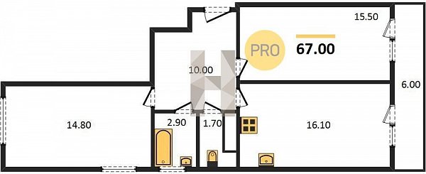 Продается 2-комн. квартира, 67 м², ЖК Самолет-5, 