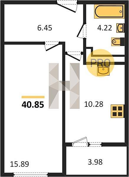 Продается 1-комн. квартира, 40.85 м², ЖК Хорошая Погода, 