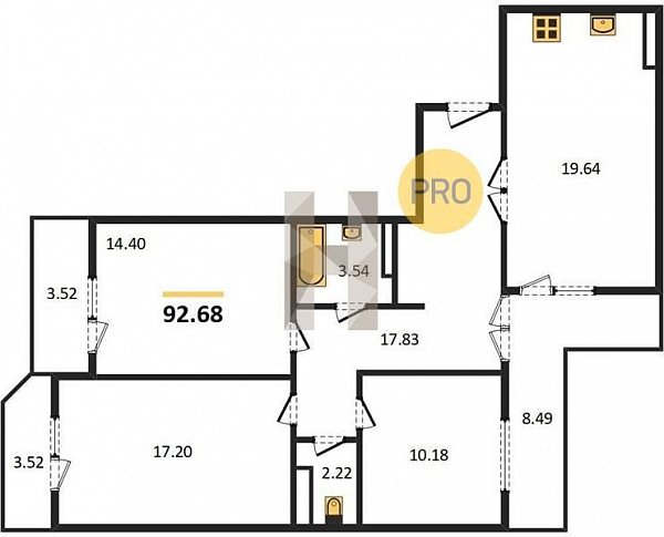 Продается 3-комн. квартира, 92.68 м², ЖК URAL, 