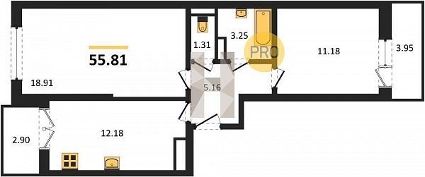 Продается 2-комн. квартира, 55.81 м², ЖК Гулливер, 