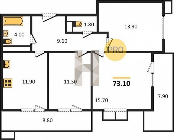 Продается 3-комн. квартира, 73.1 м², ЖК Отражение, 