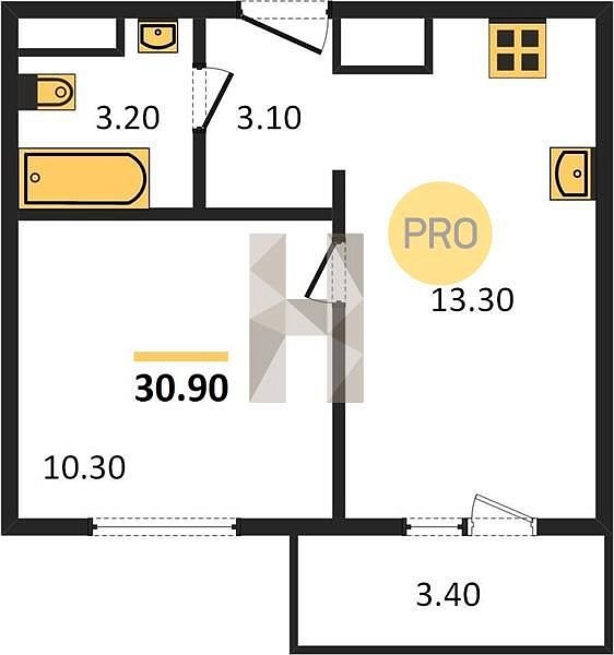 Продается 1-комн. квартира, 30.9 м², ЖК Грани, 