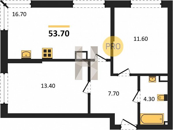 Продается 2-комн. квартира, 53.7 м², ЖК Догма Парк, 