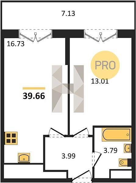 Продается 1-комн. квартира, 39.66 м², ЖК Высочество, 