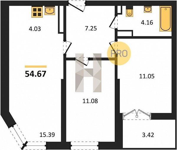 Продается 2-комн. квартира, 54.67 м², ЖК Гулливер, 
