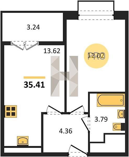 Продается 1-комн. квартира, 35.41 м², ЖК Высочество, 